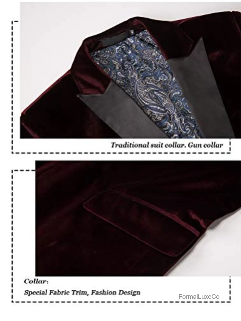 Men's Velvet Slim Fit Blazer | One Button Tuxedo Jacket for Wedding